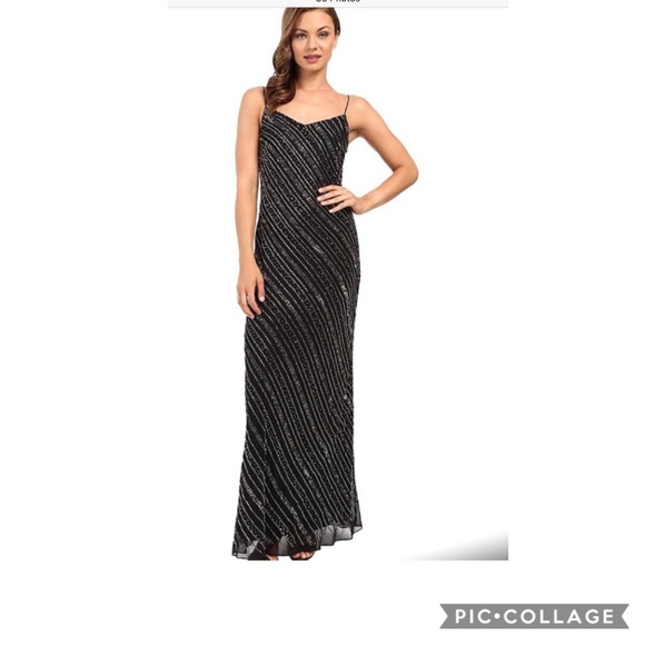 Adrianna Papell beaded sleeveless long black formal gown - Picture 3 of 9